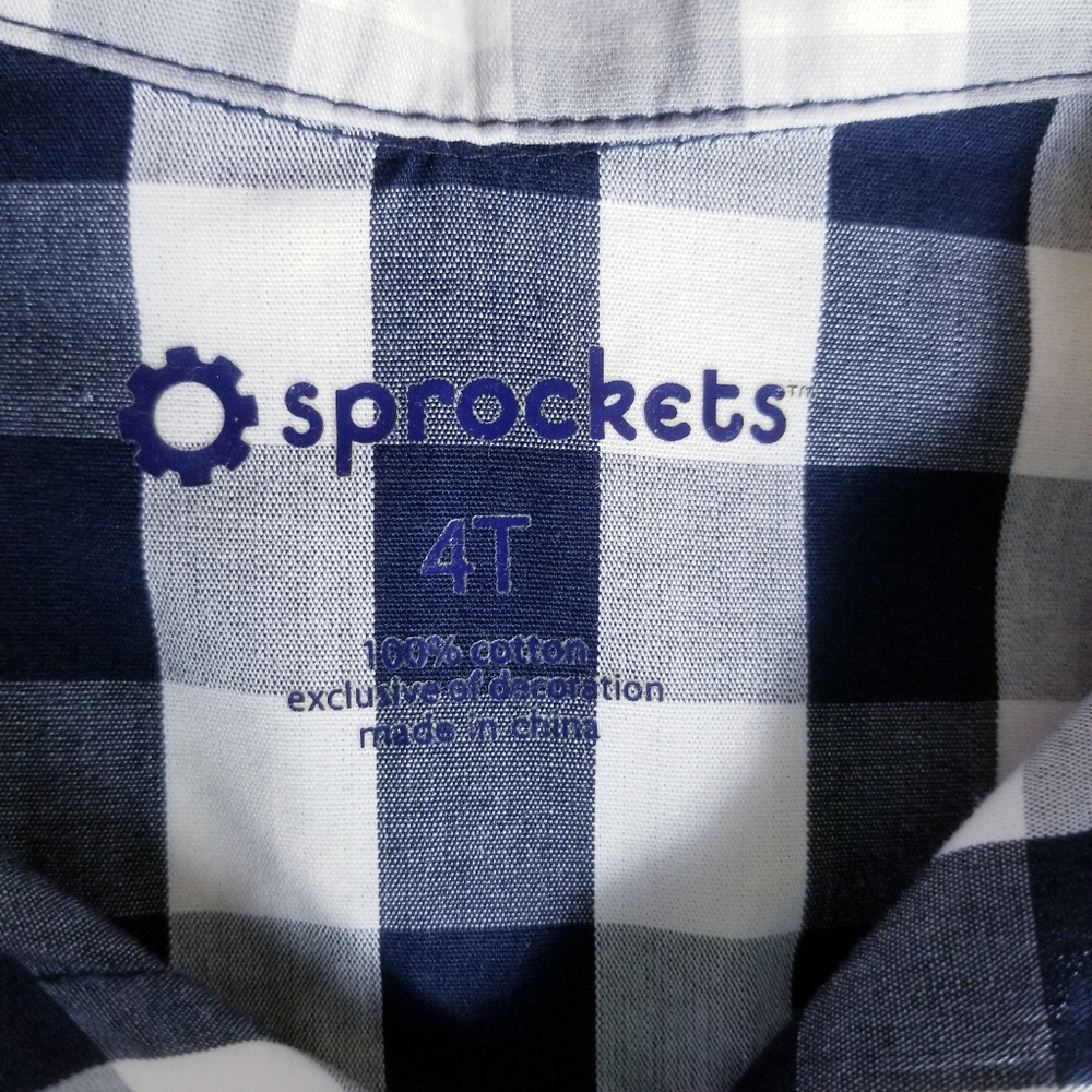 SPROCKETS BOY'S BUTTON DOWN NAVY AND BLUE DRESS SHIRT SIZE 4T - Picture 3 of 10